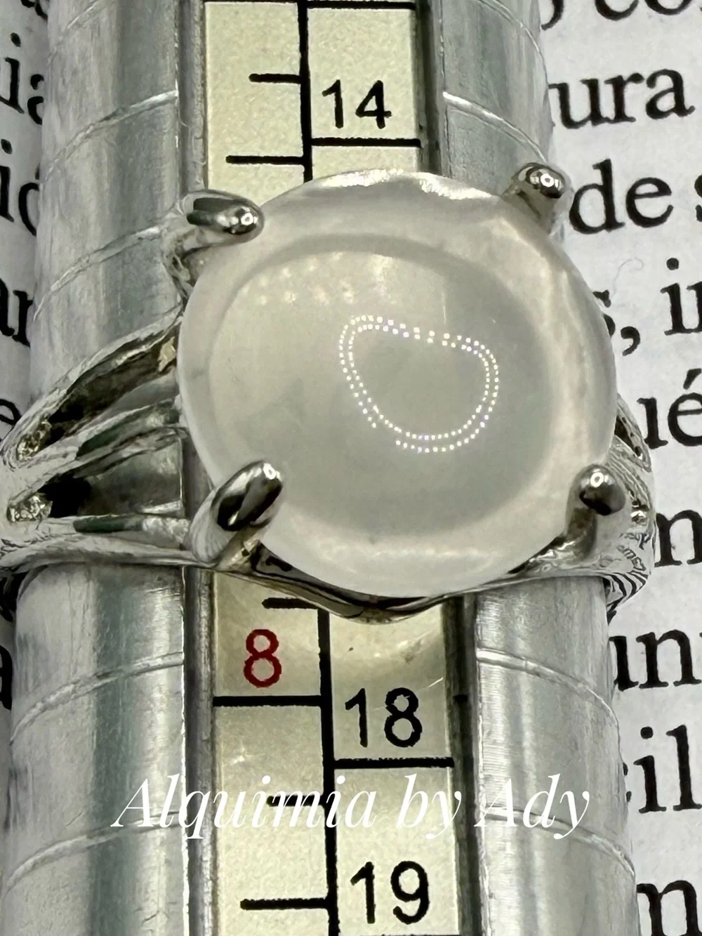 White Moonstone Oval Ring - Elegant Silver Setting